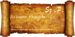 Szinger Placida névjegykártya
